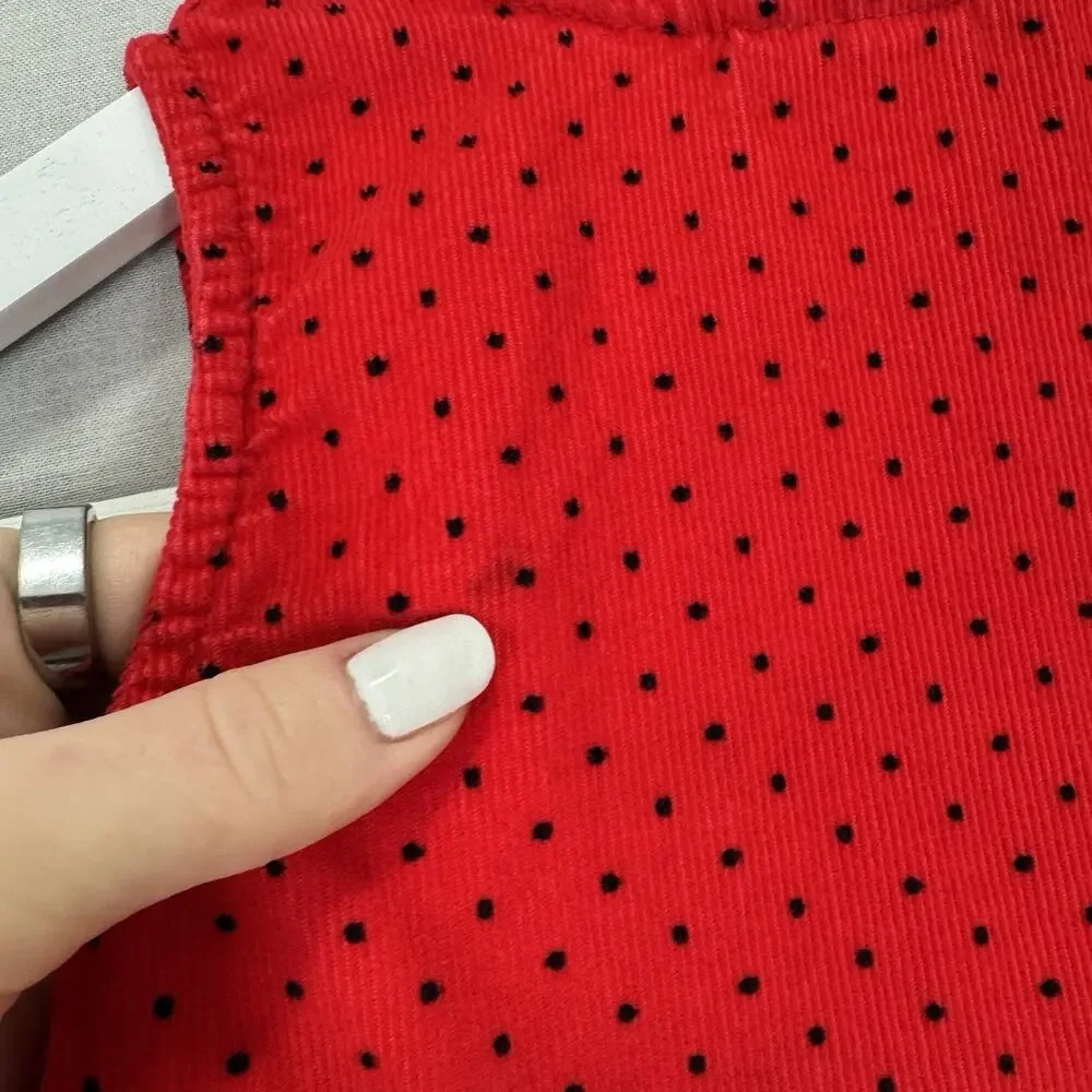Vintage OshKosh B’gosh Dress Girl 4T Red Polka Dot Corduroy Button Cottage Retro